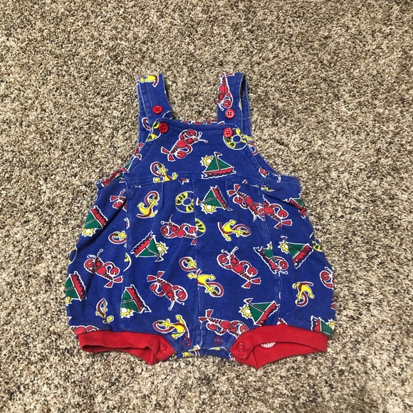 Baby boy 12 months vintage Babycrest Sailer blue red overalls - Picture 1 of 3